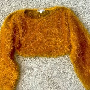 Gorgeous Carmel gold crop fuzzy sweater!!